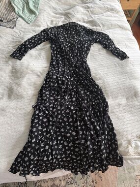 Reformation Black Floral Maxi Wrap Dress